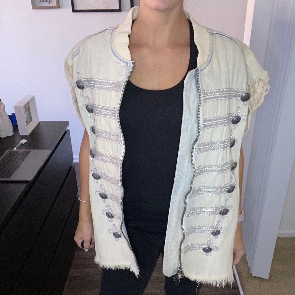 Free People Officer Denim Vest